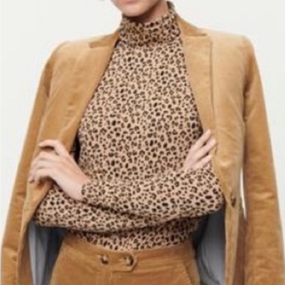 Leopard-print Turtleneck J crew size small 100% cotton - Picture 2 of 9